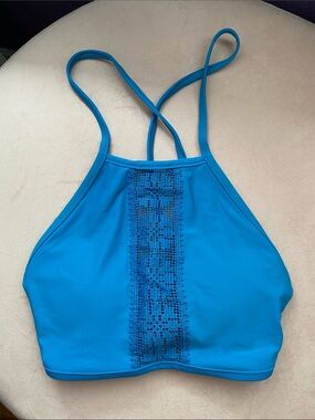 Aerie Vibrant Blue High Neck Bikini Top
